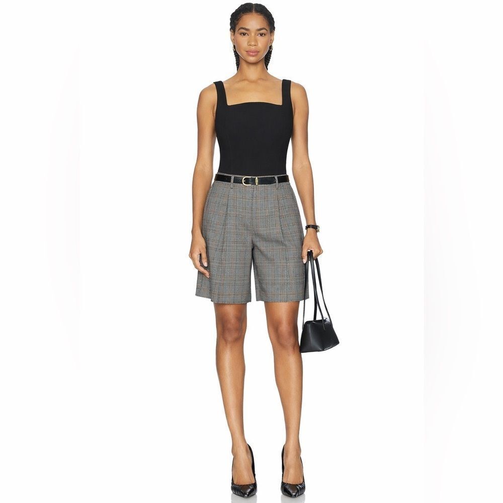 Coldwater Creek Glen Plaid Prince of Wales Check Longline Tailored Shorts